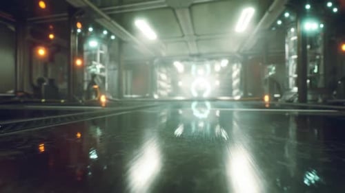 Moving Through Futuristic Sci-Fi Industrial Corridor Loop