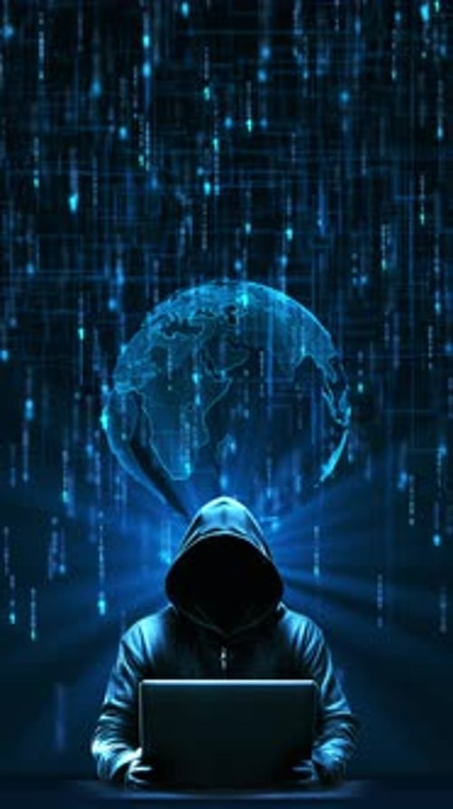 Hacker no mundo digital Cenário digital do fluxo de códigos e fluxos de dados Mundo da cibersegurança