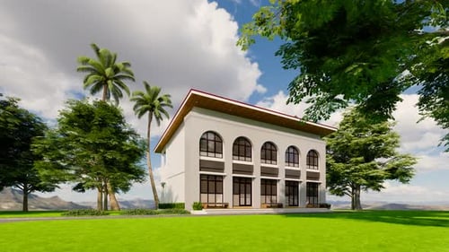 Modern Architectural Building Exterior 3D Fly-Around Animation