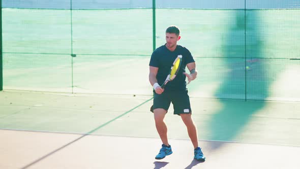 Man Holds Racket Trains Body Movements, People Stock Footage ft. man ...