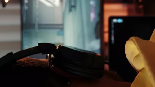 Gaming Headset Close-Up Video Game Play