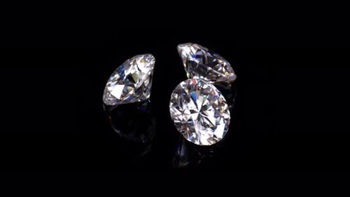 Sparkling Diamonds Close Up on Black Background