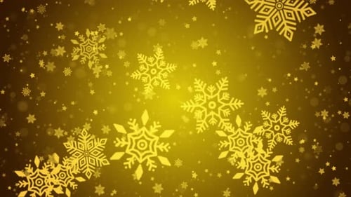 Golden Abstract Falling Snow Flakes Snowflakes Particles