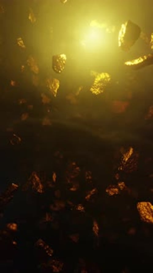 Floating Golden Nuggets Abstract Background Loop