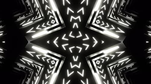 White Neon Pulsing Square Kaleidoscope Background Vj Loop In 4K