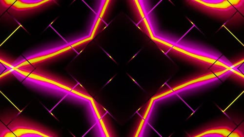 Abstract Neon Glowing Geometric Pattern Loop