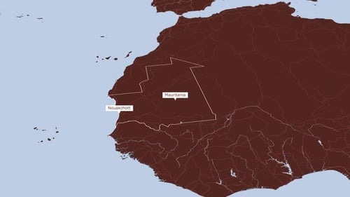 Animated Map Highlight of Mauritania and Nouakchott