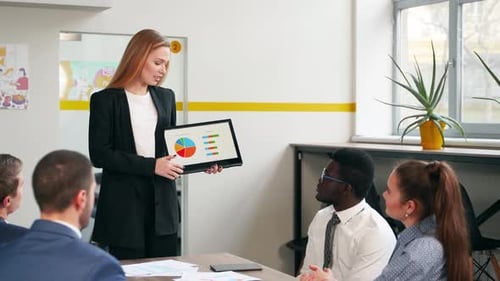 Business Presentation with Diverse Team in Bright Office