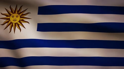 Realistic Waving Flag of Uruguay