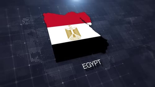 3D Egypt Map and Flag Animation on Digital Grid Background