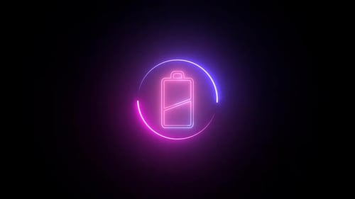 Neon Battery Icon Charging Animation Loop