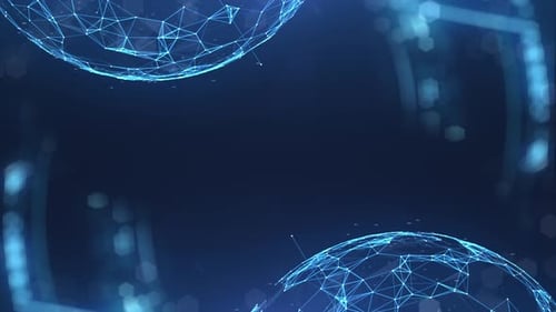Futuristic Digital Network Plexus Spheres Loop Background