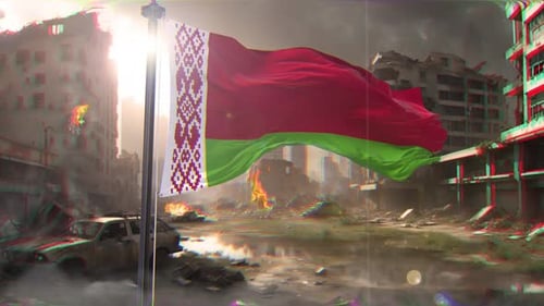 Bandeira da Bielorrússia e antecedentes de guerra destruíram a megalópole