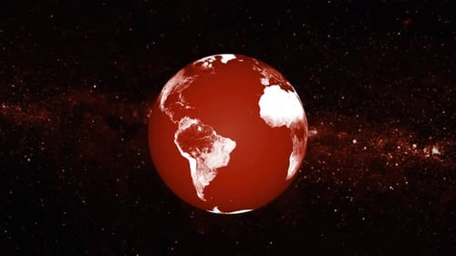 Spinning Earth planet sphere with galaxy in space, Science and technology video concept. 1337