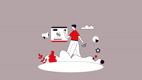 Animated Flat Design Illustration for Digital Marketing and Sales