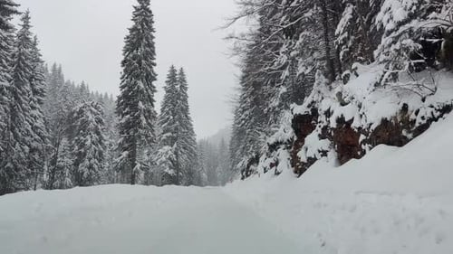 Driving in the winter, roads with snow. Precautions while driving. Rough weather. Mountain roads.