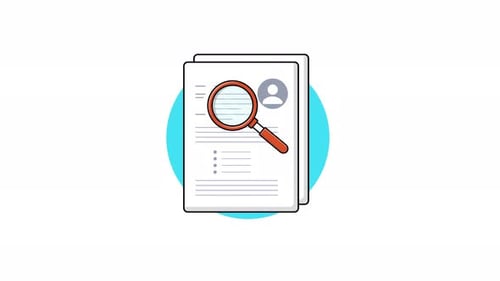 Animated Document Search and Review Flat Design