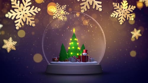 Festive Christmas Snow Globe Animation with Falling Snowflakes