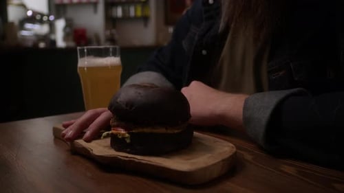 Hamburger In The Cafe