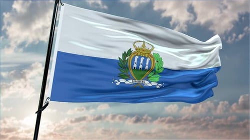 San Marino Flag Background Realistic Waving In The Wind 4K