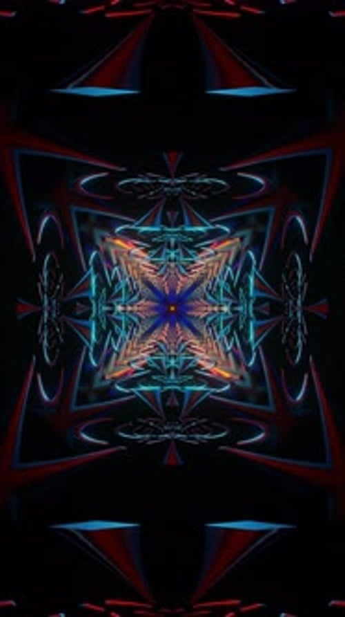 Vertikales Video von geometrischen Lichtimpulsen, die eine nahtlose abstrakte Bewegungsschleife bilden