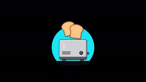 Pop-Up Toaster Looping Flat Design Animation