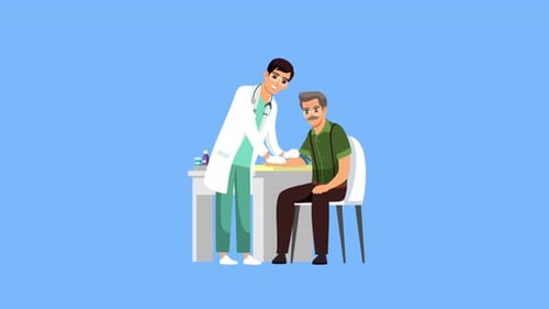 Flat Design Animation of a Doctor Examining a Patient