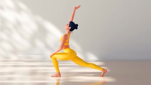 Animated Woman Performing Yoga Poses for Health and Fitness