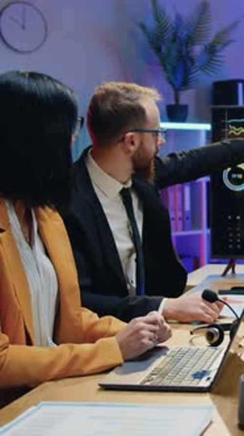 Business Concept Where Likable Confident Successful Smart Female and Male Office Managers Sitting