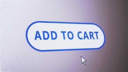 Add to cart button pressed on computer screen by cursor pointer mouse.