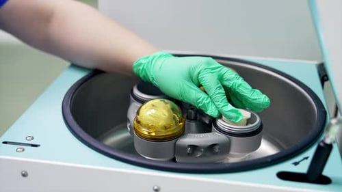 Medical Centrifuge Preparation in a Laboratory Setting