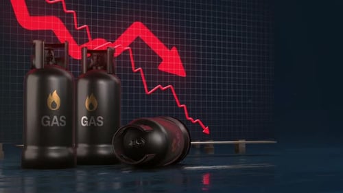 Natural Gas Price Falling Chart Energy Market 3D Animation Loop 4K