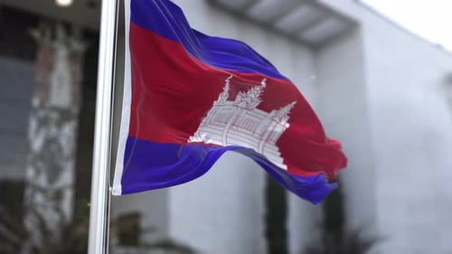 Realistic Cambodia National Flag Waving Animation