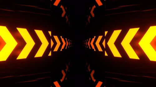 Orange Elegant Hallway With Neon Arrows Background Vj Loop I 4K