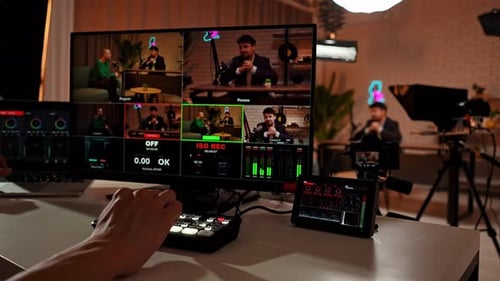 Professional Video Production Studio with Diverse Broadcasting Equipment
