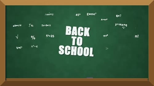 Back to School Green Chalkboard with Hand Drawn Doodles
