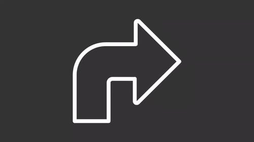 Animated linear sharp right turn arrow icon