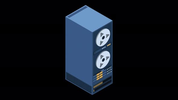 Server rack animation. Isometric server. Server network equipment ...