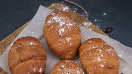 Close Up of Delicious Croissants on a Board