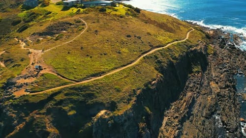 Aerial view of seascape along the vast beach on the South Coast during summer