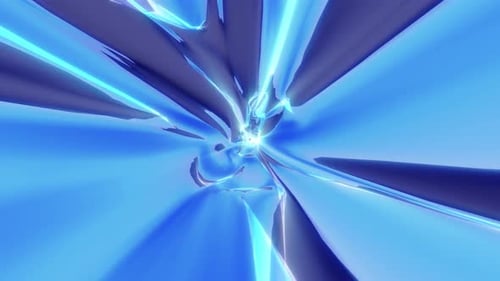 Warp tunnel wormhole moving in hyperspace, abstract blue energy vortex flying. Wormhole