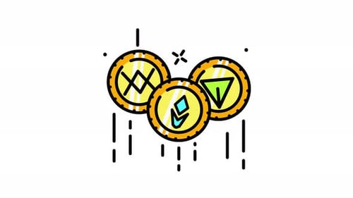 Animated Bouncing Cryptocurrency Coins in Flat Design Style