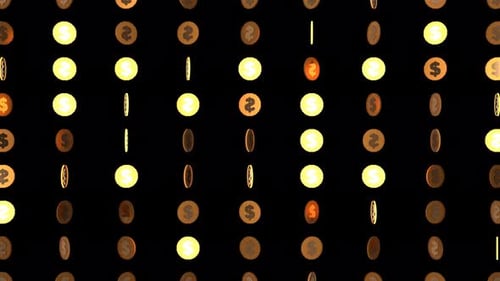 Seamless Loop of Spinning Gold Dollar Coins