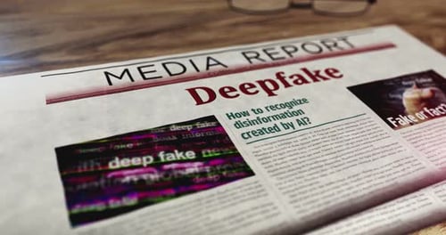 Deepfake Media Report Glitch Animated Newspaper Headline