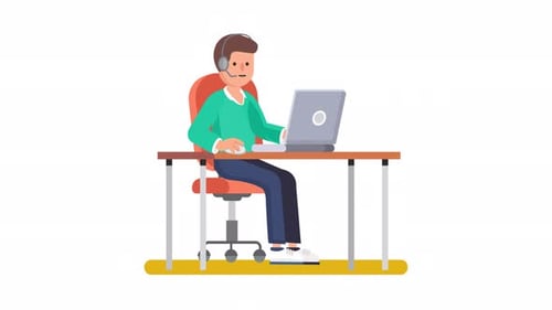 Call Center Character Animation 4K
