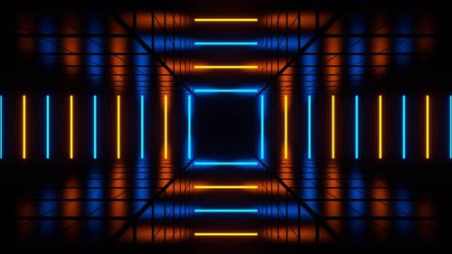 Orange And Blue Lines Move To Center Background Vj Loop In 4K