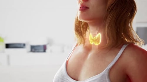 Woman with a Healthy Thyroid Gland on Her Neck