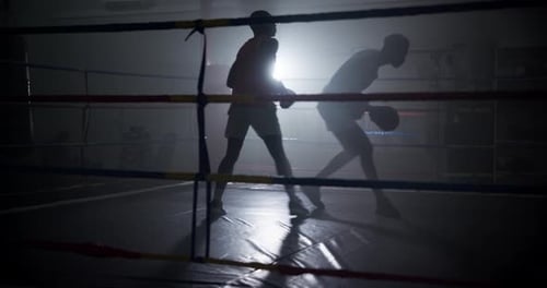 Atleta, gente y puño para boxear en el gimnasio, para un combate de lucha libre, combate físico
