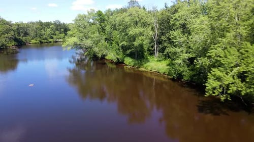 Flying over a forest in Minnesota