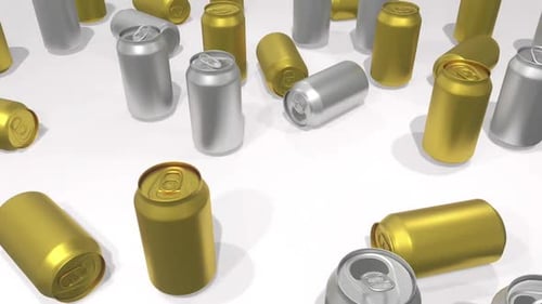 Animated Gold and Silver Drink Cans Background Loop
